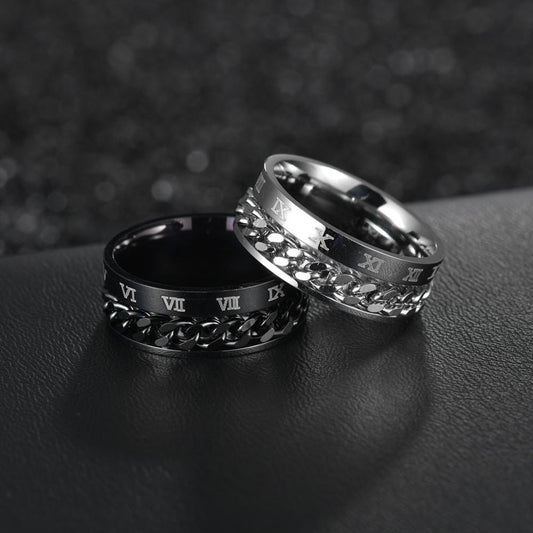 MINIMALIST | Roman Numeral Chained Spinning Ring
