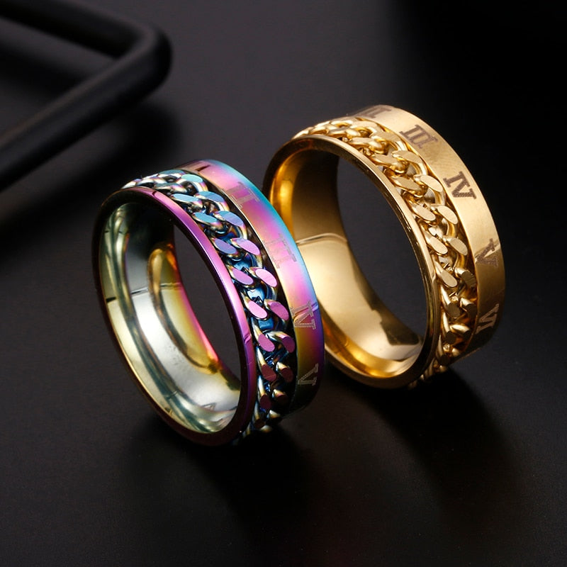 MINIMALIST | Roman Numeral Chained Spinning Ring