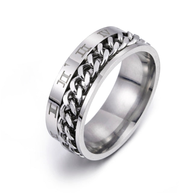 MINIMALIST | Roman Numeral Chained Spinning Ring